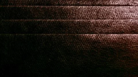 Dark brown leather texture layers in dramatic horizontal folds with rich pebb Foto stock