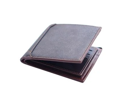 Dark brown leather wallet for men Stock Photos