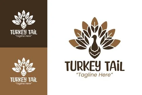 Dark Brown Modern Turkey Tail Symbol with Feather Motif Stock Illustration