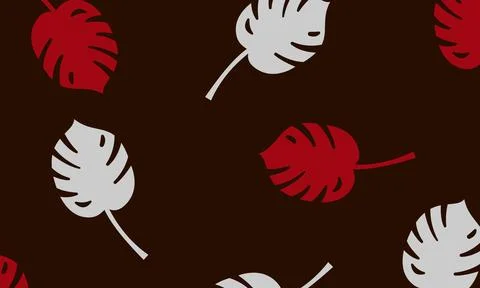Dark brown, red vector doodle pattern with leaves. Stock Illustration