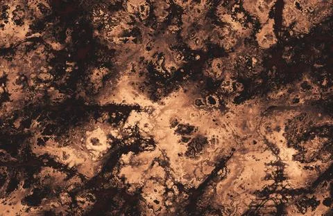 Dark brown rusty grunge rock texture with abstract organic patterns. Illustrazione stock
