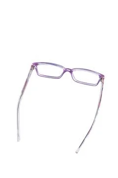 Dark brown square eyeglass frames in the photo from the side isolated on a wh Stock Photos