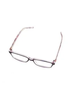 Dark brown square eyeglass frames in the photo from the side isolated on a wh Stock Photos