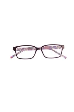 Dark brown square eyeglass frames in the photo from the front isolated on a w Stock Photos