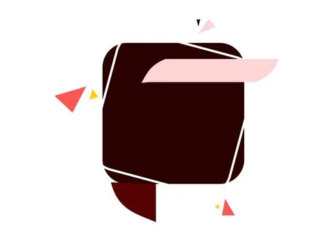 Dark brown square frame with pink ribbon accent, Modern abstract geometric ba Illustration
