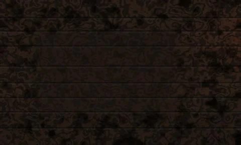 Dark brown wooden plank surface with horizontal stripes, rustic aged timber.. Ilustración de archivo