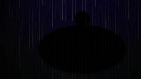 Dark building silhouette in rain. Stock Footage 335107037