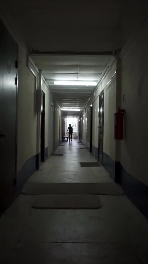 Dark building walkway Stock Footage 286101092