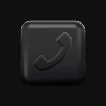 Dark Call Icon. 3D Isolated Phone Button on Black Background Stock Illustration