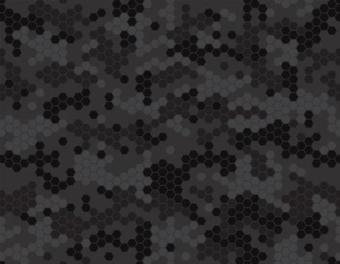 Dark camouflage pattern with honeycomb pixels Ilustração Stock