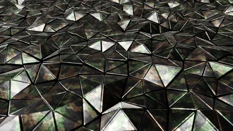 Dark camouflage pattern metallic triangles pattern looping 3D animation Video stock 172190346