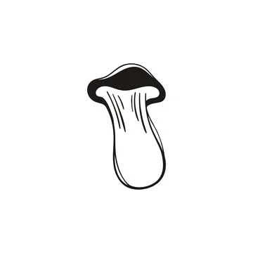 Dark Cap Compact Mushroom Line Art Vector Illustrazione stock