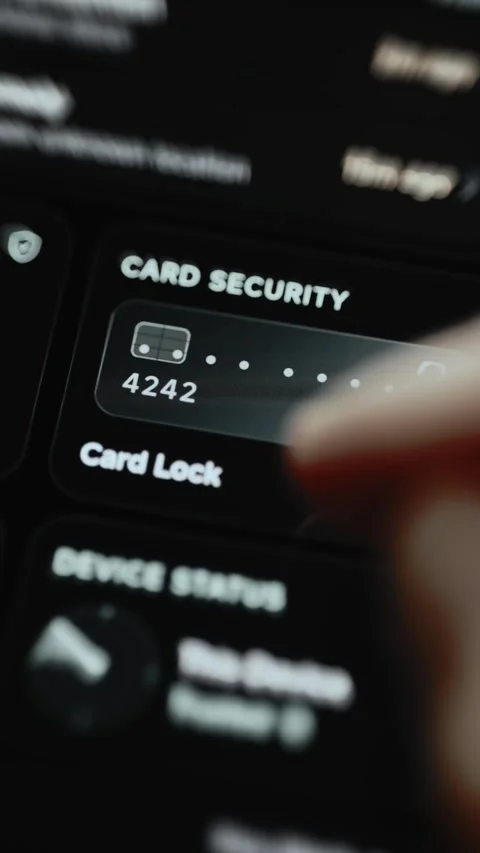 Dark Card Security Settings With Card Controls And Protection Options 4K Stock Footage 341854648
