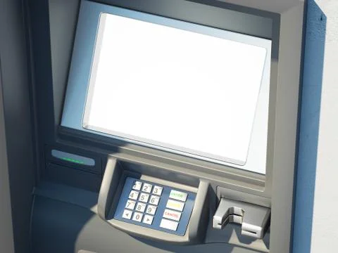 Dark cash machine with blank screen. 3d rendering Stock Illustration