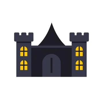 Dark castle building creating halloween spooky atmosphere Ilustración de archivo