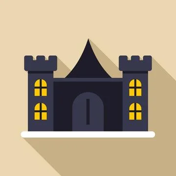 Dark castle building icon flat design Ilustración de archivo