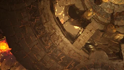 Dark Castle, Dive into the Underworld, Lava, Gargoyle, Fire, Darkness, Statu Vidéo 255830854