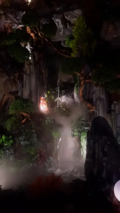 Dark Cave with Waterfall, Vertical 4k Footage Stock Footage 328200572