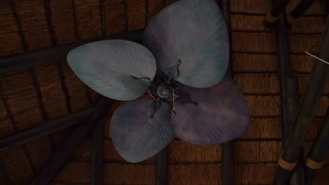 Dark Ceiling fan in bungalows Stock Footage 275006890