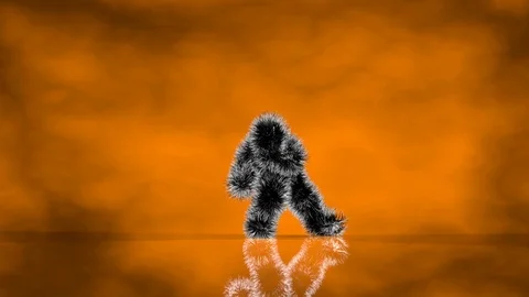 Dark Character Dancing Capoeira Against Orange Background Stock Footage 124369017
