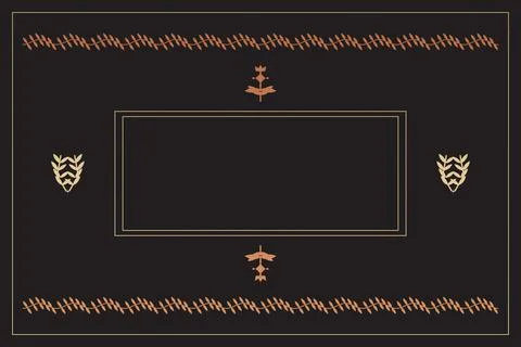 A dark charcoal composition features copper leaf garlands, gold corner acce.. Stock Illustration