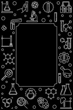 Dark Chemistry vertical outline vector simple banner or frame Illustrazione stock
