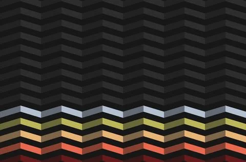 Dark chevron pattern with colorful stripes at the bottom 库存插图