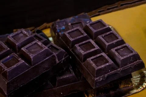 Dark choco squares Stock Photos