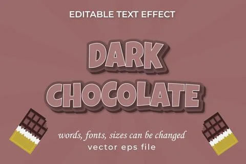 Dark Chocolate 3d editable text effect Stock Illustration