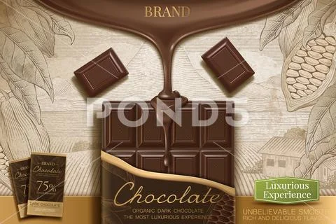 Dark chocolate ads Stock Illustration
