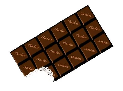 Dark Chocolate Bar Bite Stock Illustration