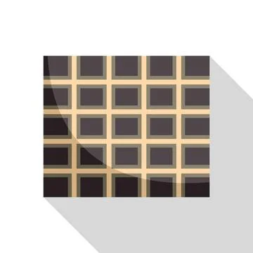 Dark chocolate bar with grid pattern casting long shadow Stock Illustration
