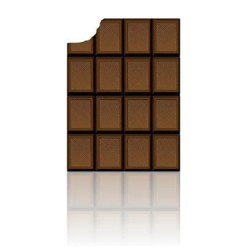 Dark chocolate bar with reflection Stock Illustration