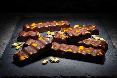 Dark chocolate bars Stock Photos