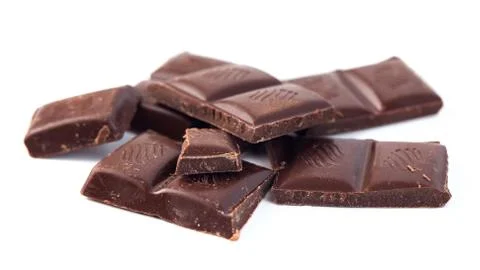 Dark Chocolate bars stack isolated on white background Stock-Fotos