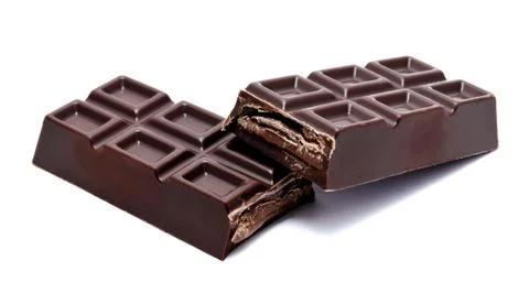 Dark chocolate bars stack isolated Stock Photos