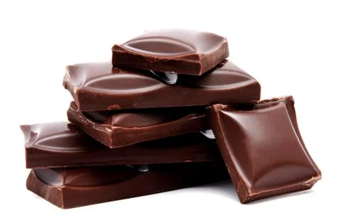 Dark chocolate bars stack isolated Stock Photos