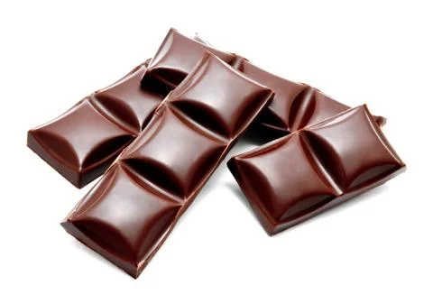 Dark chocolate bars stack isolated Stock Photos