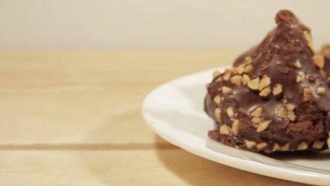 Dark chocolate biscuits with delicate filling Stock Footage 71378465