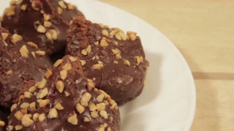 Dark chocolate biscuits with delicate filling Stock Footage 71378629