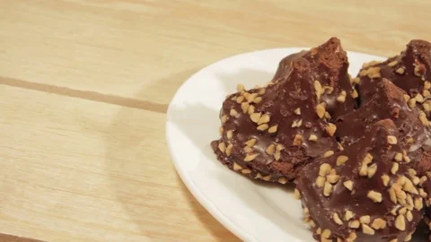 Dark chocolate biscuits with delicate filling Stock Footage 71379203