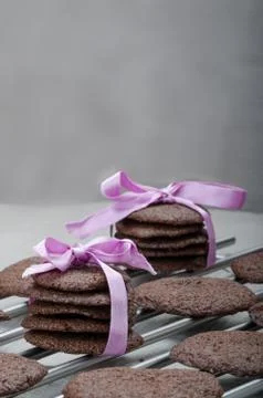 Dark chocolate biscuits Stock Photos