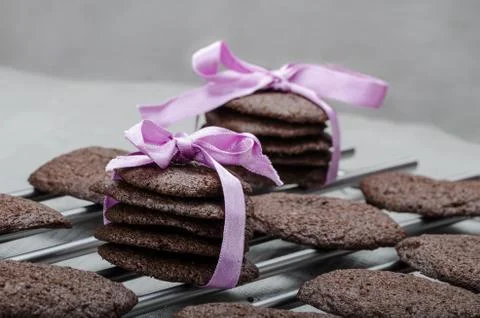 Dark chocolate biscuits Stock Photos