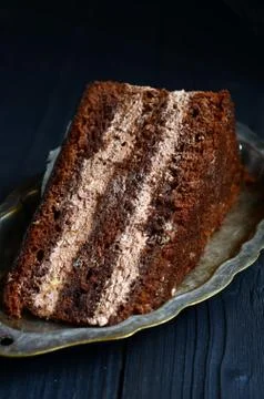 Dark chocolate cake Stock Photos