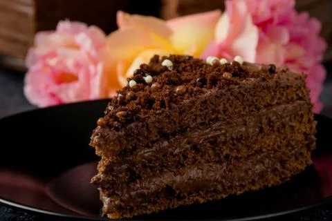 Dark chocolate cake Stock Photos