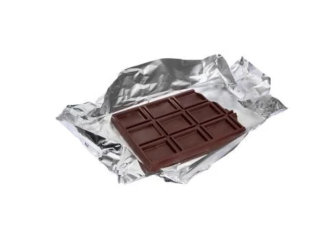 Dark Chocolate Candy Bar,  Foil Wrapper. Stock Photos