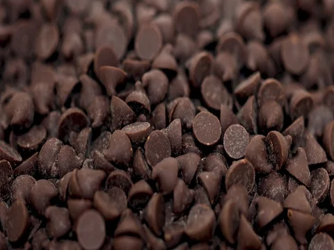 Dark Chocolate Chips, Rotating Macro Shot Stock Footage 74943679