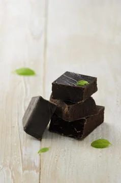 Dark chocolate chunks Stock Photos