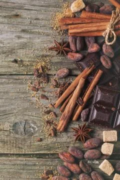 Dark chocolate with cocoa beans Stock Photos