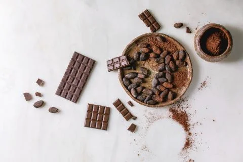 Dark chocolate with cocoa Stock Photos